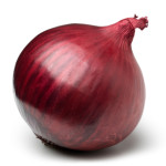 Red onion on white. This file includes clipping path.